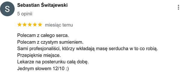 Opinia użytkownika Sebastian. Poleca z całego serca.
